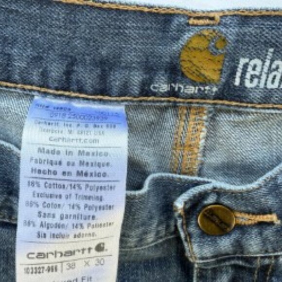 Mens Work Pants 38x30. Carhartt, Dark Rinse - Picture 2 of 3